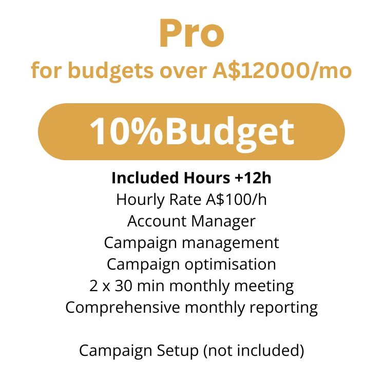 Pro Plan for pay per click paid advertising services Sydney Australia